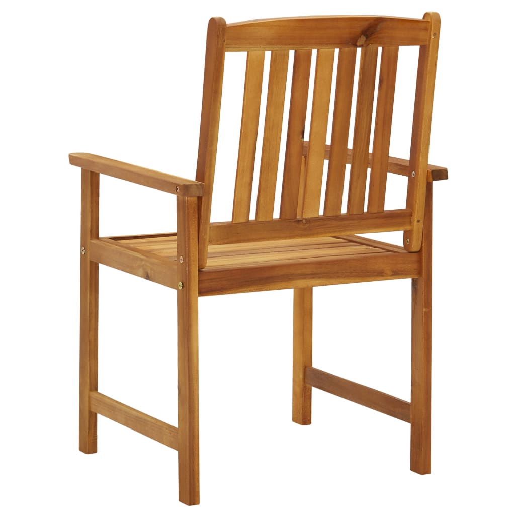 Patio Chair Set of 2 Green Solid Acacia Wood Standard Durable