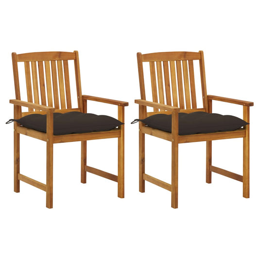 Patio Chair Set of 2 Natural Wood Solid Acacia Wood Standard