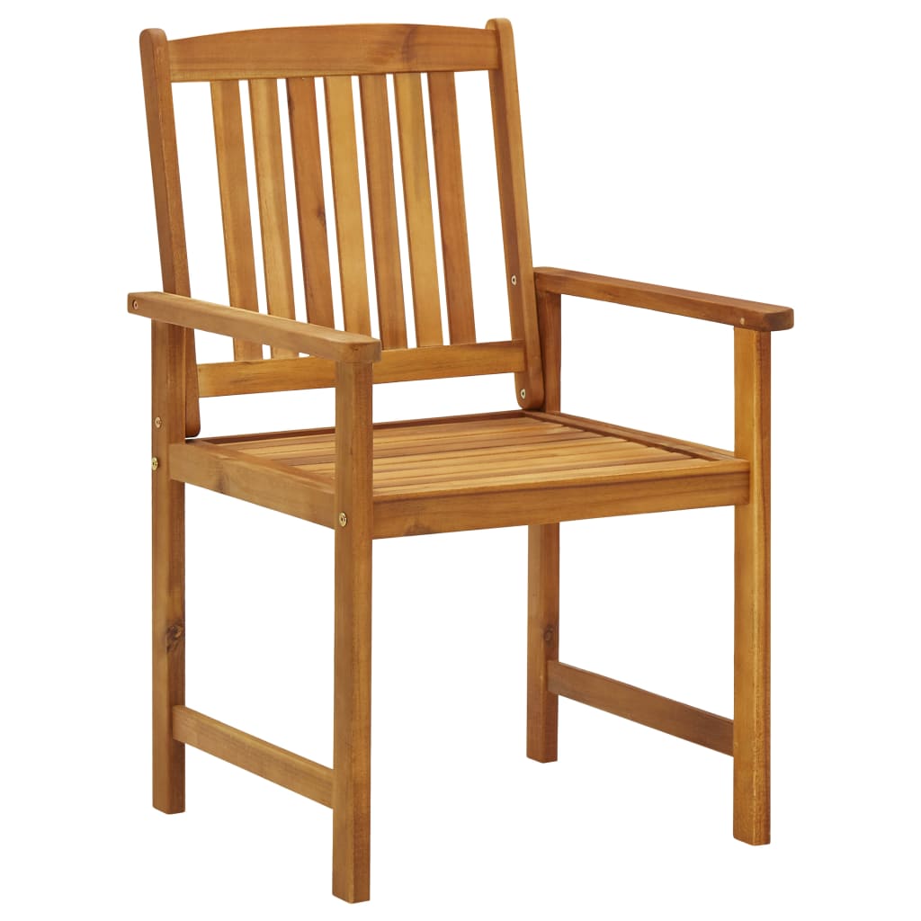 Patio Chair Set of 2 Natural Wood Solid Acacia Wood Standard