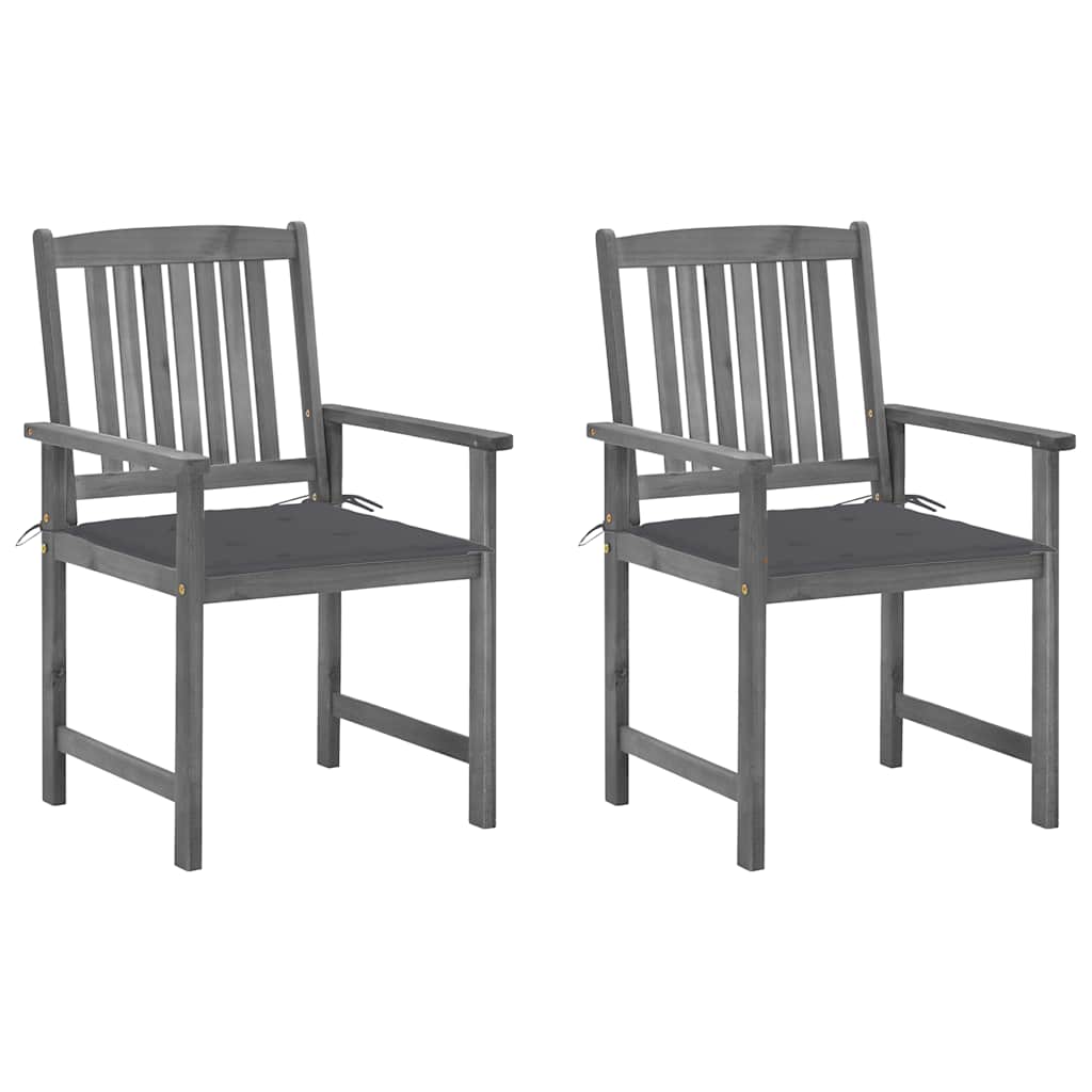 Garden Chair Set of 2 Grey Solid acacia wood Medium Durable
