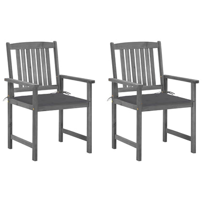 Garden Chair Set of 2 Grey Solid acacia wood Medium Durable