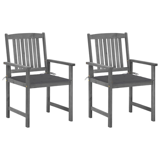 Garden Chair Set of 2 Grey Solid acacia wood Medium Durable