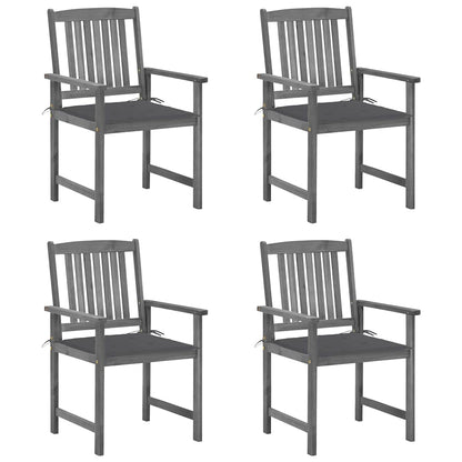 Garden Chair Set of 4 Grey Solid Acacia wood Standard Tough