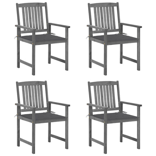 Garden Chair Set of 4 Grey Solid Acacia wood Standard Tough