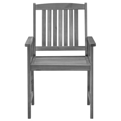 Garden Chair Set of 4 Grey Solid Acacia wood Standard Tough