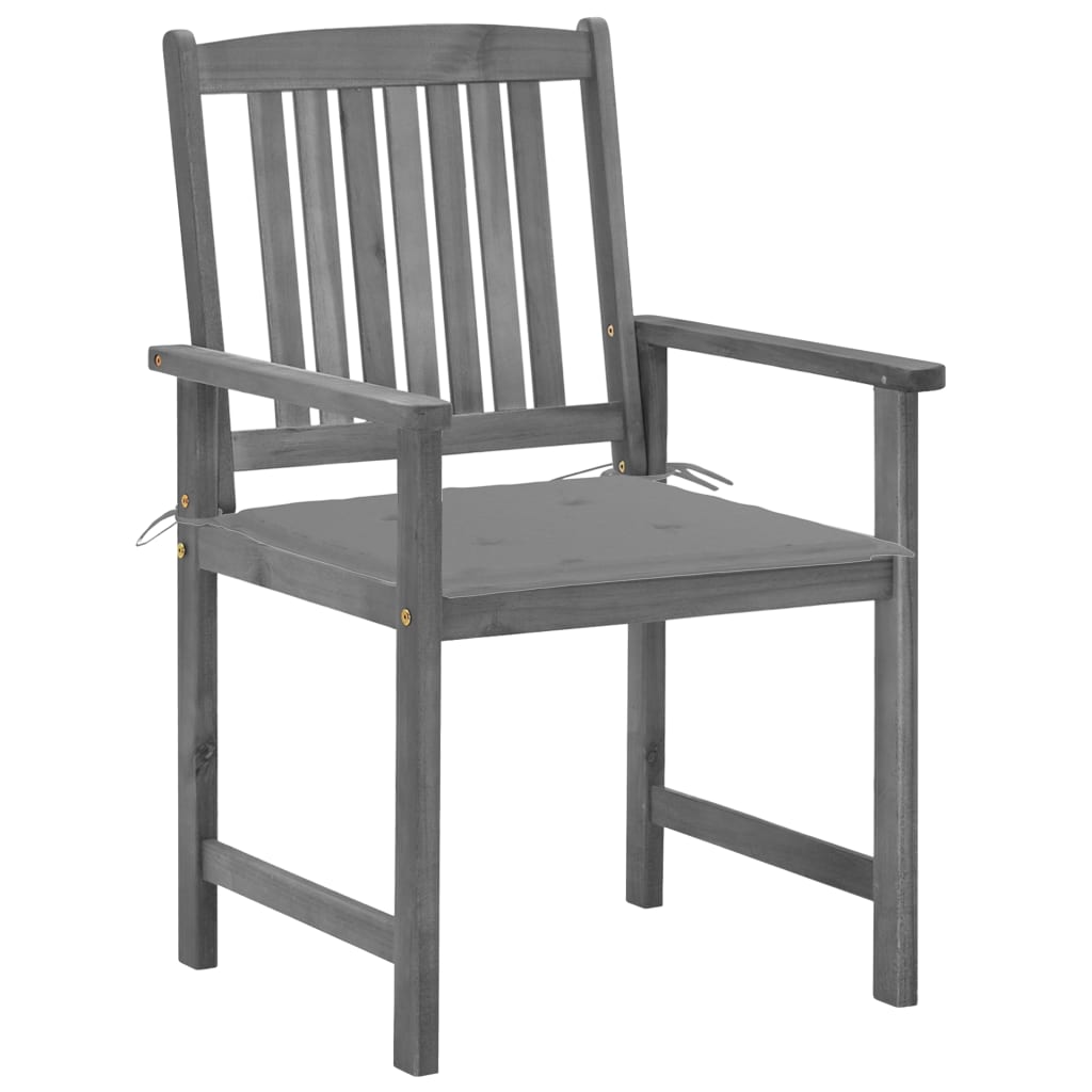 Garden Chair Set of 4 Grey Solid Acacia wood Standard