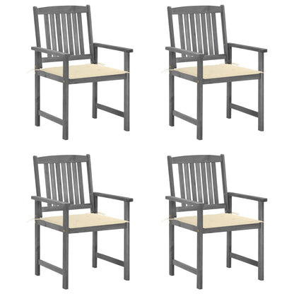 Garden Chair Set of 4 Grey Solid Acacia wood Standard Durable