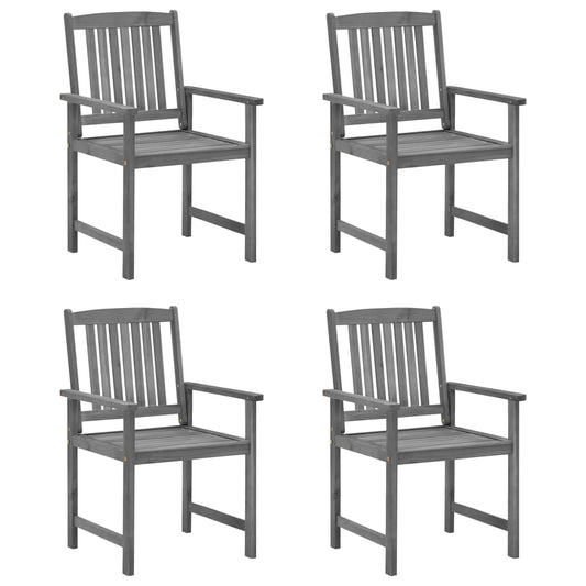 Garden Chair Set of 4 Grey Solid Acacia wood Standard Durable