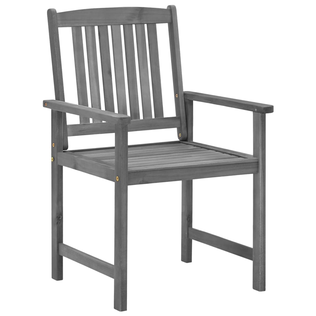 Garden Chair Set of 4 Grey Solid Acacia wood Standard Durable