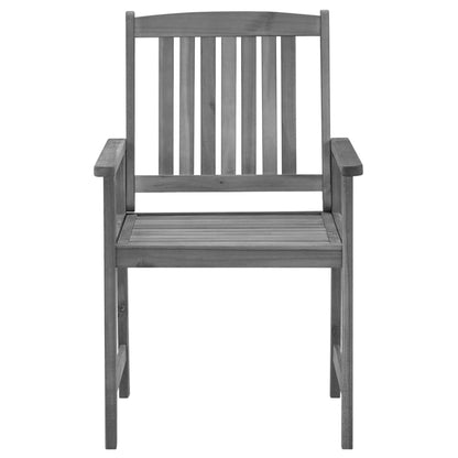 Garden Chair Set of 4 Grey Solid Acacia wood Standard Durable