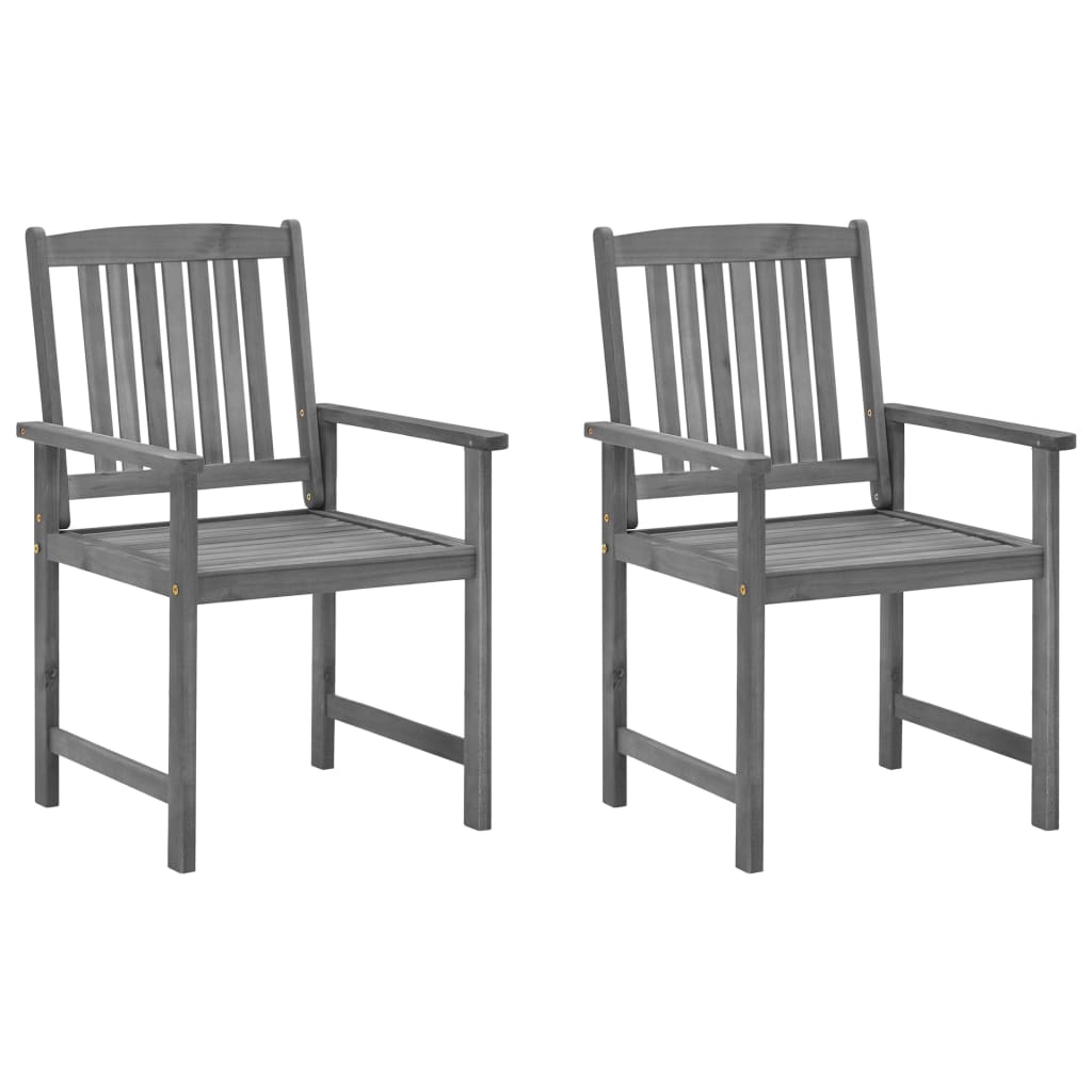 Garden Chair Set of 2 Grey Solid Acacia wood Medium Durable