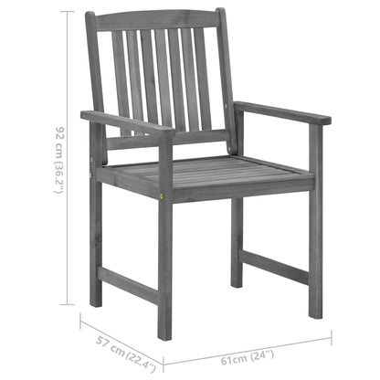 Garden Chair Set of 2 Grey Solid Acacia wood Medium Durable