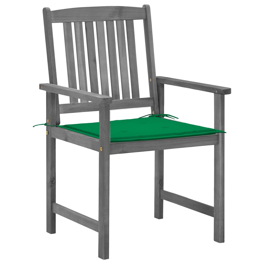Garden Chair Set of 2 Grey Solid Acacia wood Medium Durable