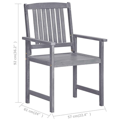 Patio Chair Set of 4 Gray Solid Acacia wood Standard Durable