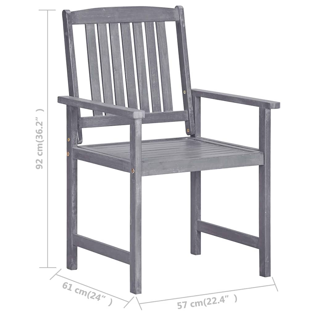 Patio Chair Set of 4 Gray Solid Acacia wood Standard Durable