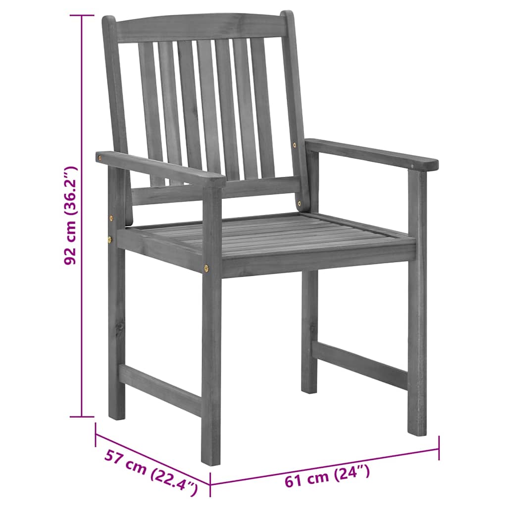 Patio Chairs with Cushions 2 pcs Gray Solid Acacia Wood