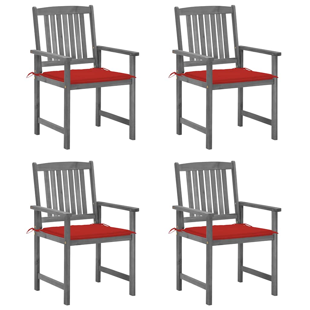 Patio Chair Set of 4 Gray Solid Acacia wood Standard