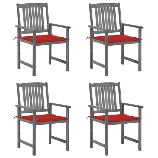 Patio Chair Set of 4 Gray Solid Acacia wood Standard