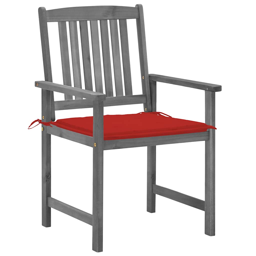 Patio Chair Set of 4 Gray Solid Acacia wood Standard