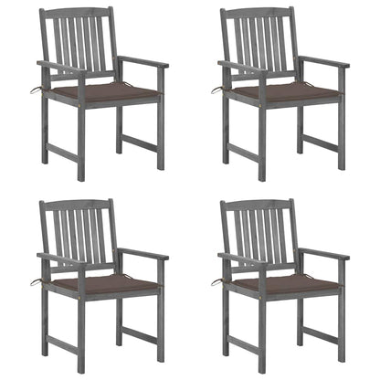 Patio Chair Set of 4 Gray Solid acacia wood with a gray wash finish