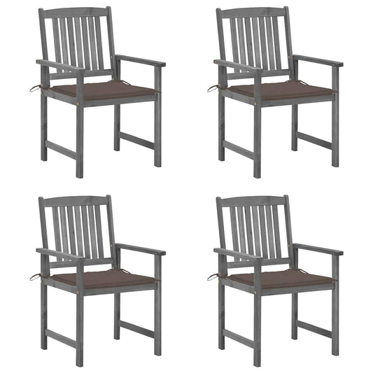 Patio Chair Set of 4 Gray Solid acacia wood with a gray wash finish