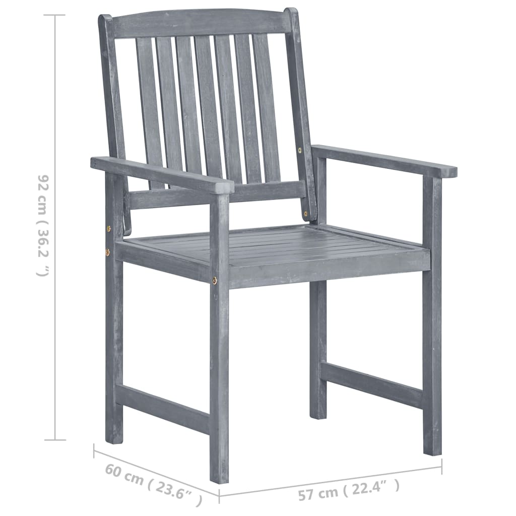 Garden Chair Set of 2 Grey Solid Acacia wood Medium Tough
