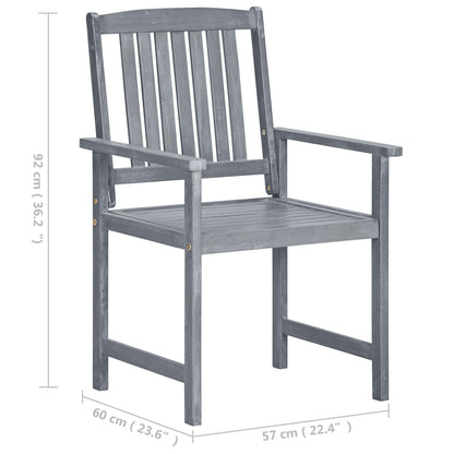 Garden Chair Set of 2 Grey Solid Acacia wood Medium Tough