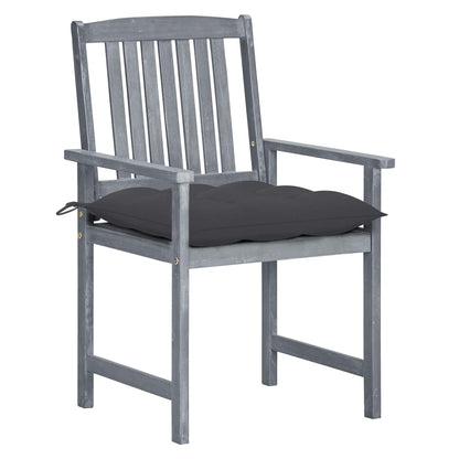 Garden Chair Set of 2 Grey Solid Acacia wood Medium Tough