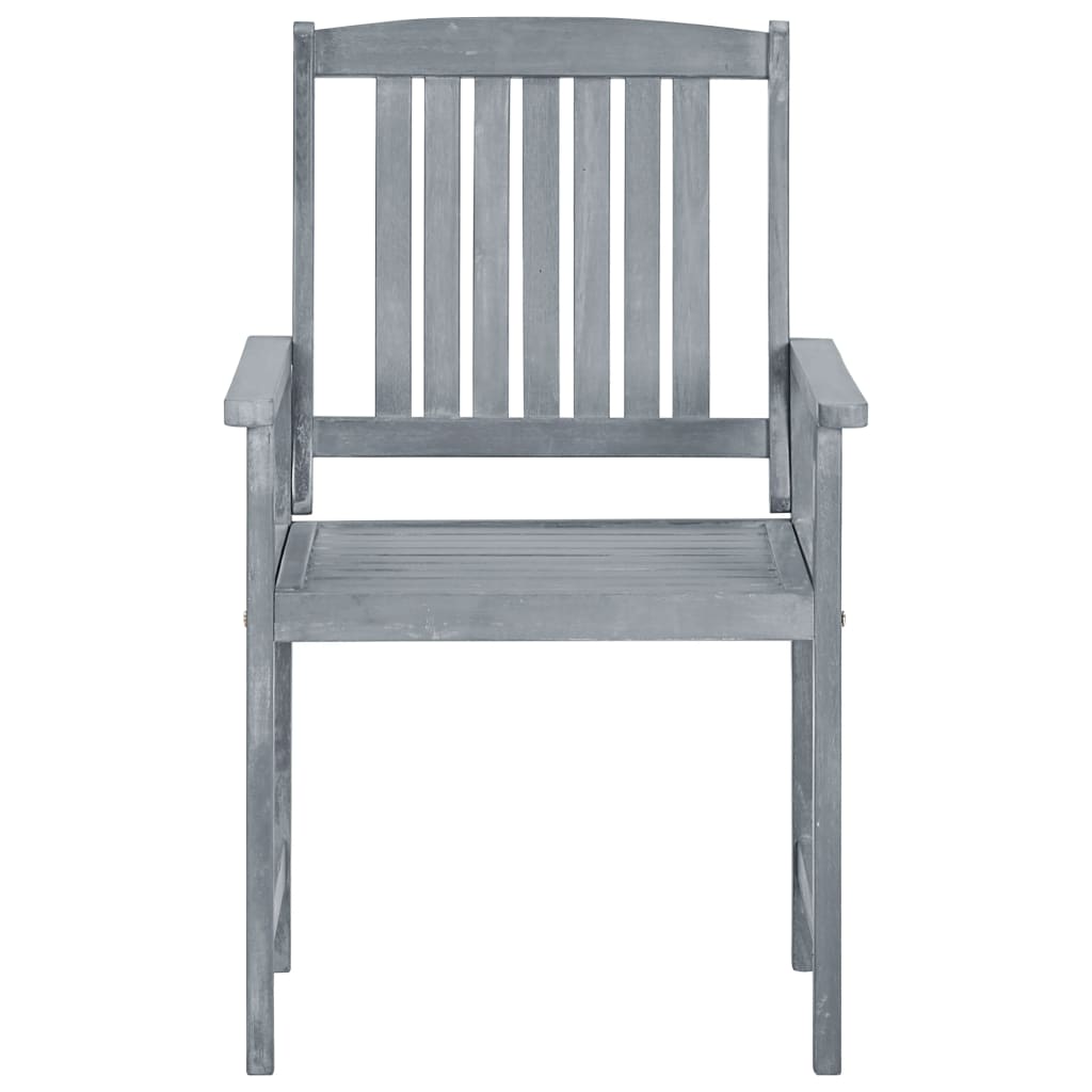 Garden Chair Set of 2 Grey Solid Acacia wood Medium Tough