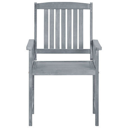 Garden Chair Set of 2 Grey Solid Acacia wood Medium Tough