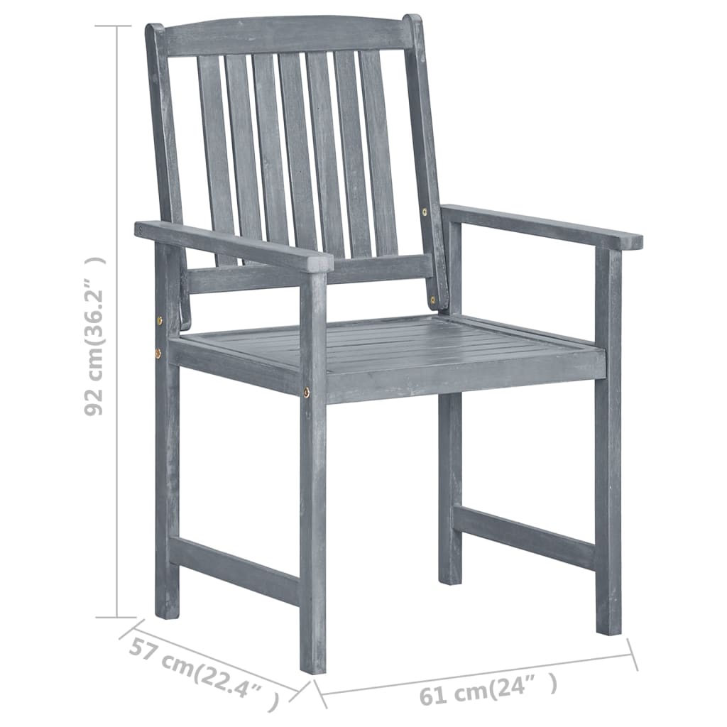 Patio Chair Set of 2 Gray Solid acacia wood Medium Durable