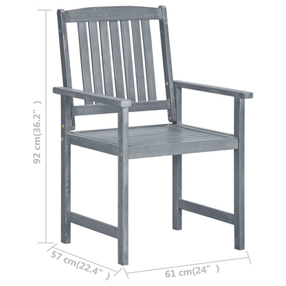 Patio Chair Set of 2 Gray Solid acacia wood Medium Durable