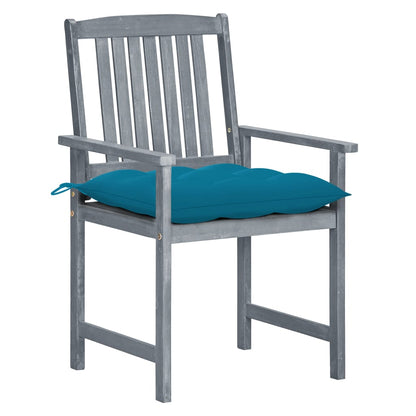 Patio Chair Set of 4 Gray Solid acacia wood Standard Durable