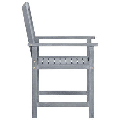 Patio Chair Set of 2 Gray Solid acacia wood Standard Durable
