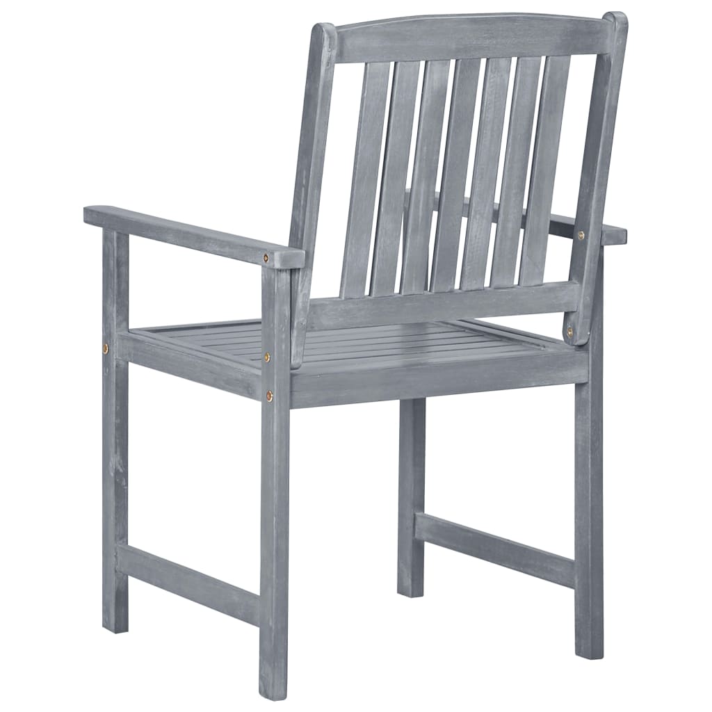 Patio Chair Set of 2 Gray Solid acacia wood Standard Durable
