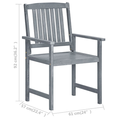 Patio Chair Set of 4 Gray Solid acacia wood, 100% polyester