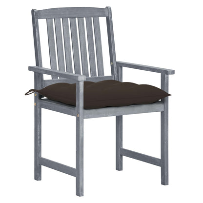Patio Chair Set of 2 Gray Solid Acacia wood Medium Durable