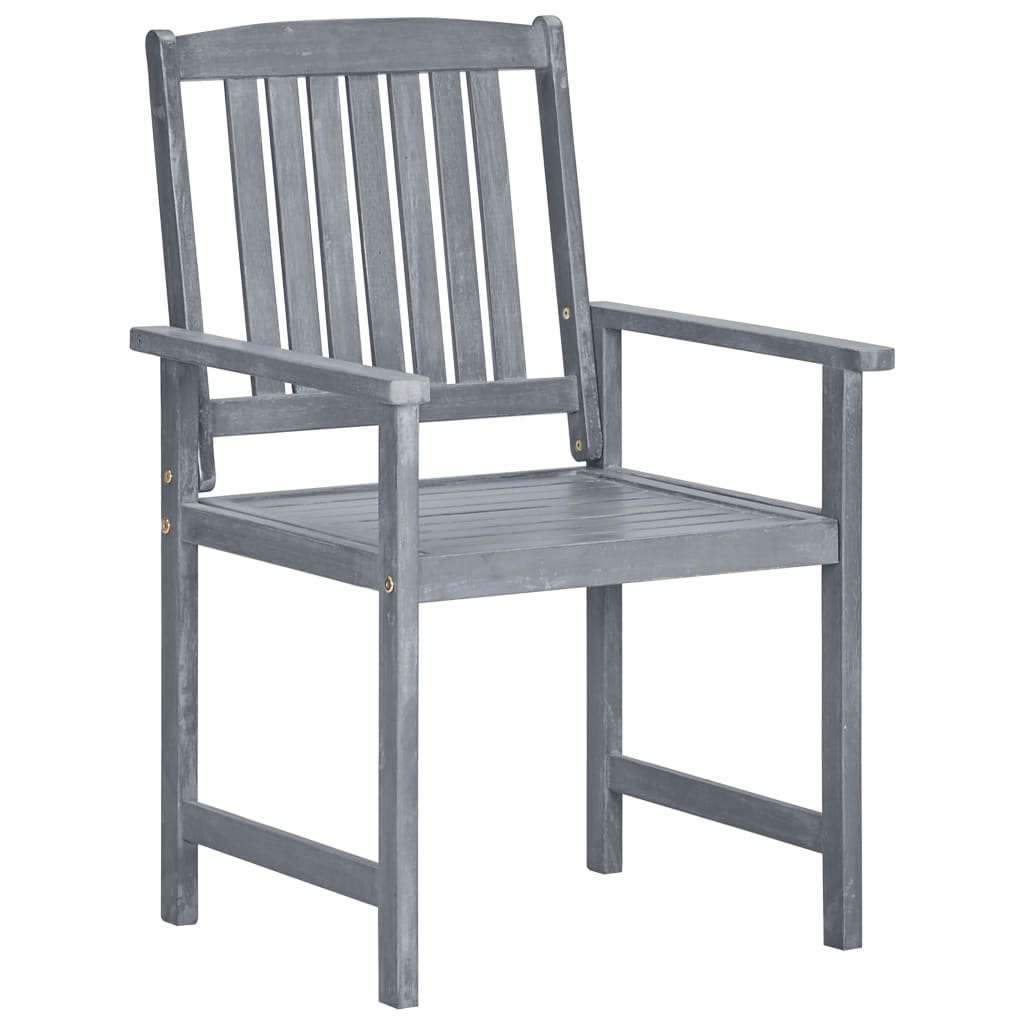 Patio Chair Set of 2 Gray Solid Acacia wood Medium Durable
