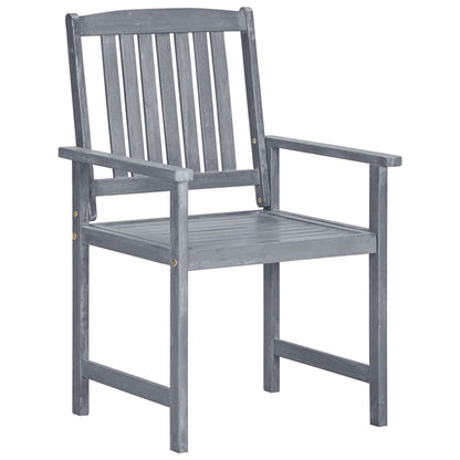 Patio Chair Set of 2 Gray Solid Acacia wood Medium Durable