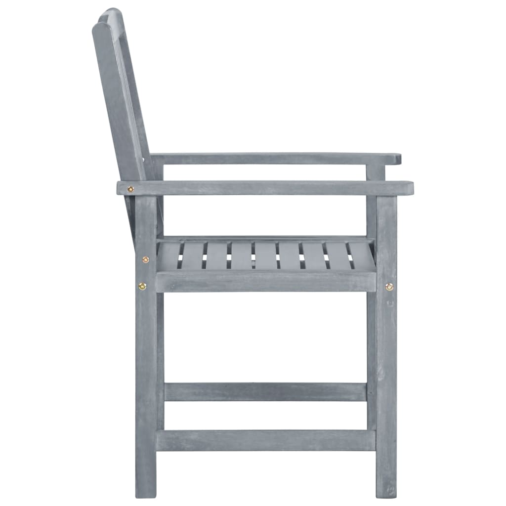 Patio Chair Set of 2 Gray Solid Acacia wood Medium Durable