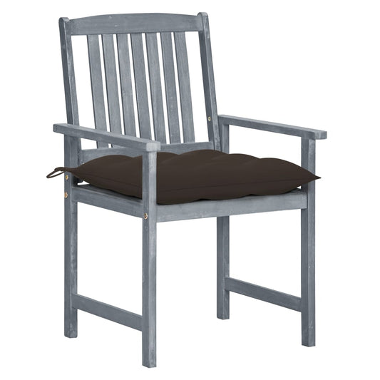 Patio Chair Set of 4 Gray Solid Acacia Wood Standard Durable