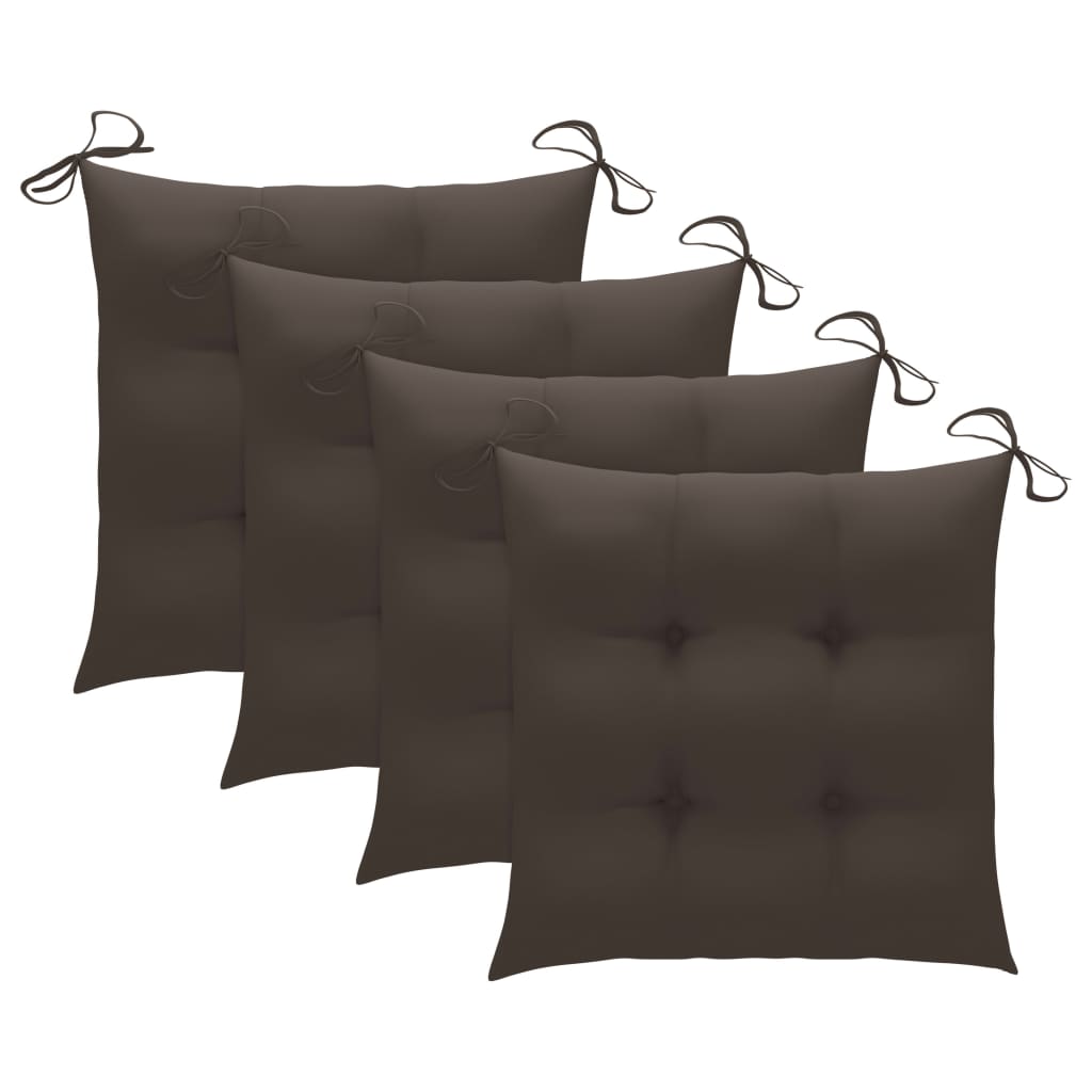 Patio Chair Set of 4 Gray Solid Acacia Wood Standard Durable