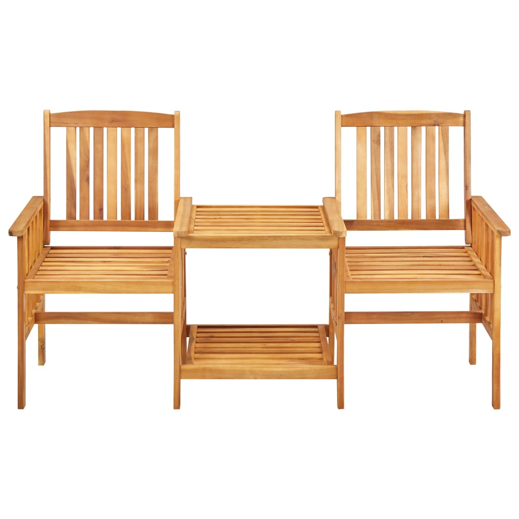 Bistro Set Natural wood, Green cushions