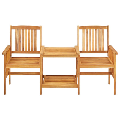 Bistro Set Natural wood, Green cushions