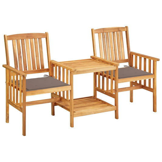 Bistro Set Brown Solid acacia wood, Fabric (100% polyester) Medium