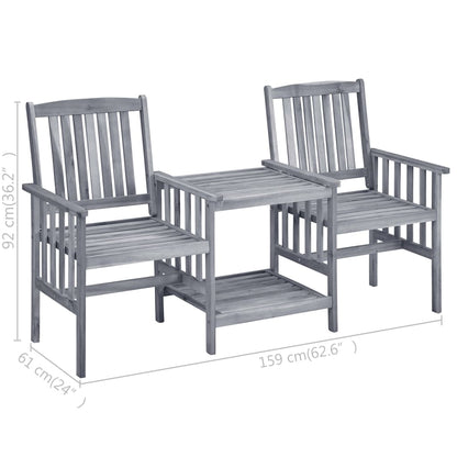 Garden Chair With Tea Table Grey Solid acacia wood, 100% polyester
