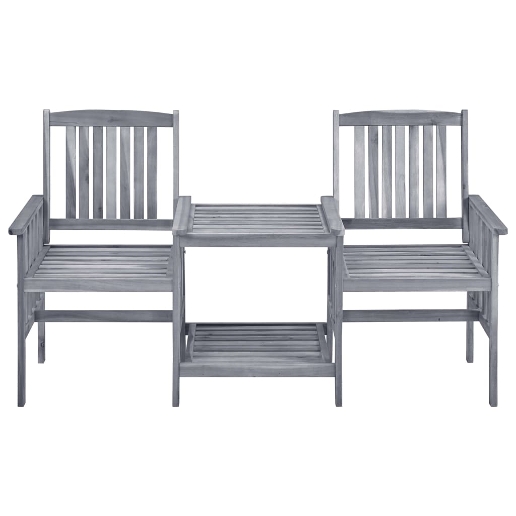 Garden Chair With Tea Table Grey Solid acacia wood, 100% polyester