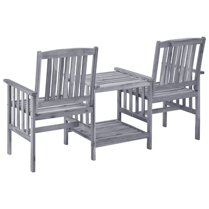 Garden Chair With Tea Table Grey Solid acacia wood, 100% polyester
