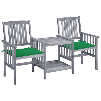 Garden Chair With Tea Table Grey Solid Acacia wood Medium Durable
