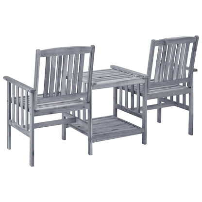 Garden Chair With Tea Table Grey Solid Acacia wood Medium Durable